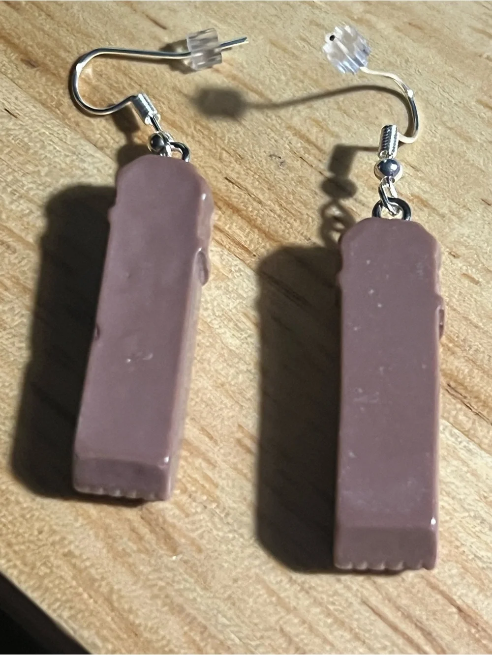 Novelty Chocolate Bar Dangle Earrings - Brown E217